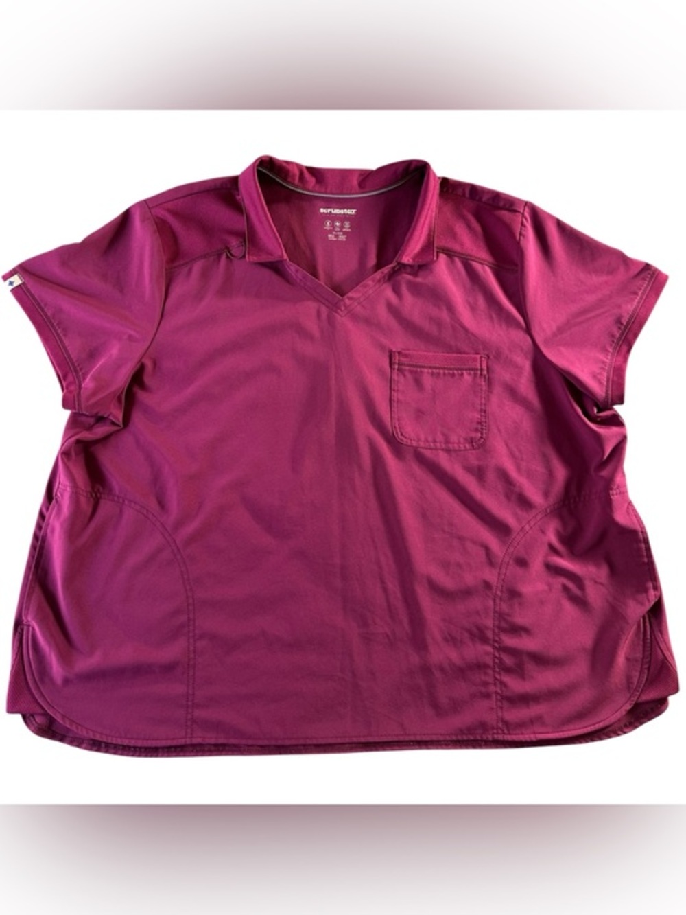 Scrubstar Women’s Collar V-Neck Wine Scrub Top 3XL
